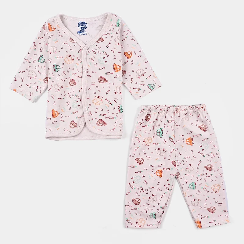 Baby Unisex Night Suit 2 Pcs Set-Pink