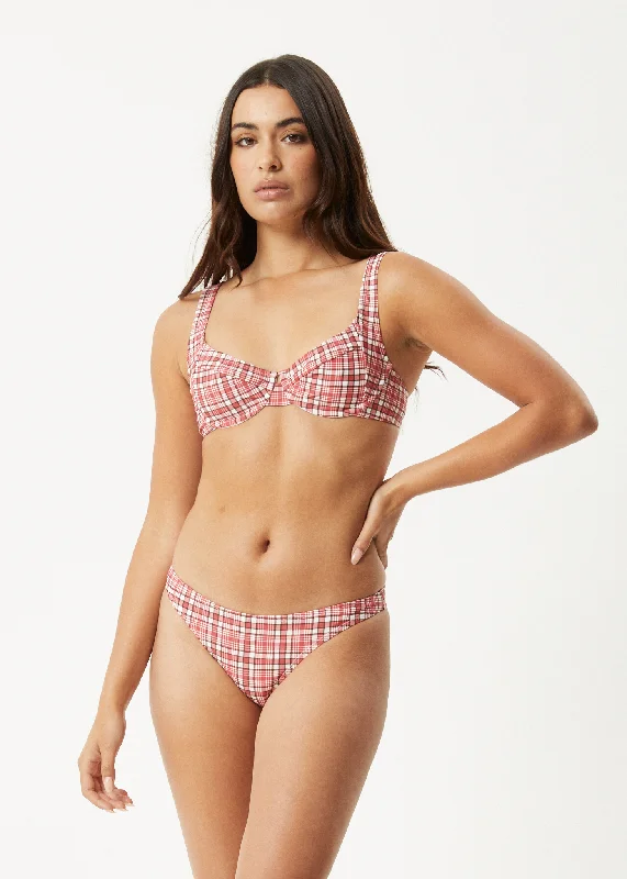 AFENDS Womens Check Out - Bikini Top - Red Check