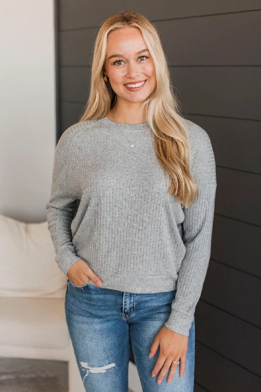 Considerably Cute Pullover Top- Heather Grey