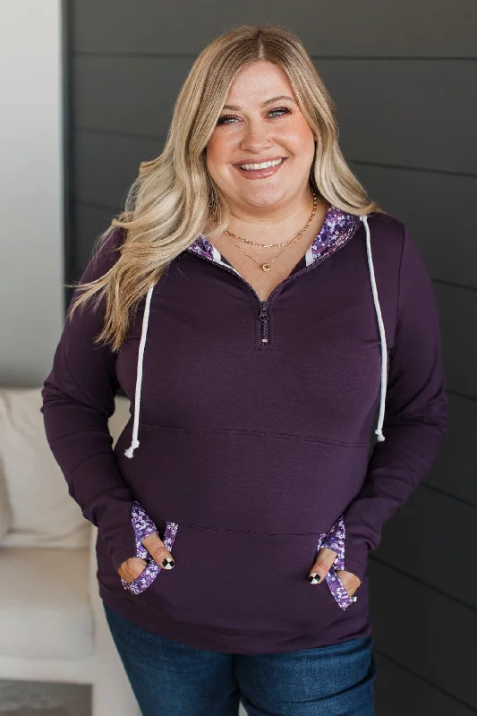 Easy To Love Quarter Zip Hoodie- Deep Plum