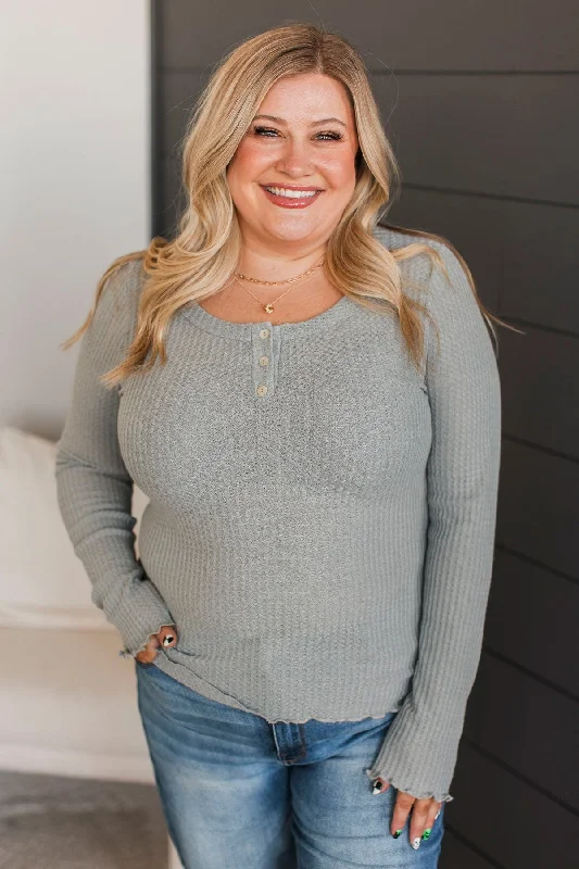 Feeling Exceptional Henley Top- Heather Grey