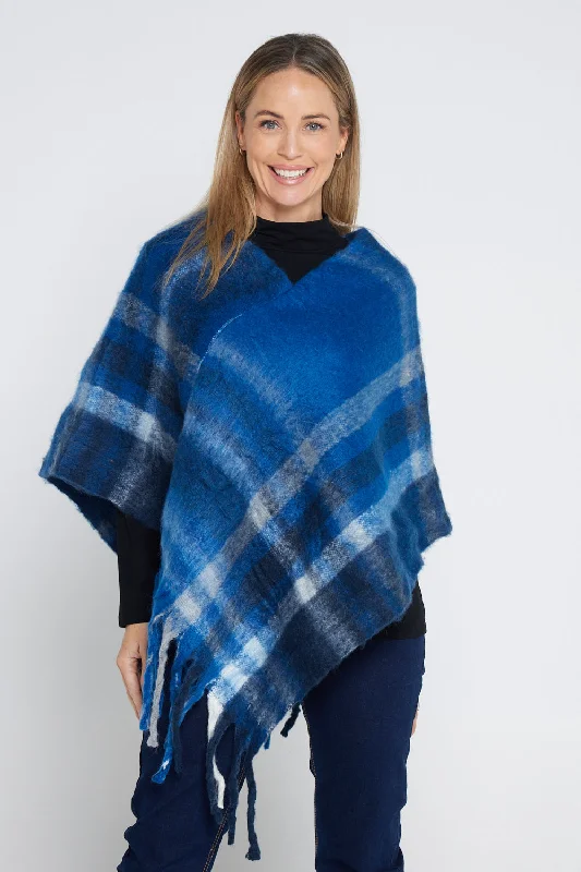 Payton Super Soft Poncho - Blue