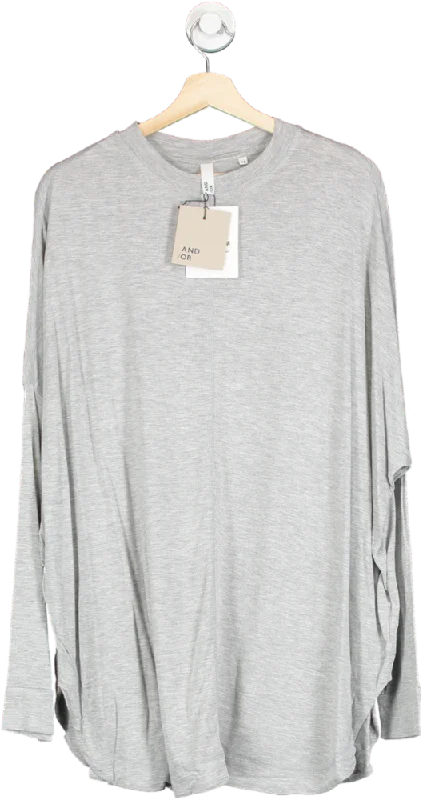 AND/OR Grey Viscose Orla Long Sleeve Top UK 14