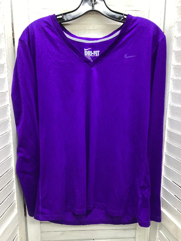 Athletic Top Long Sleeve Crewneck By Nike In Purple, Size: L