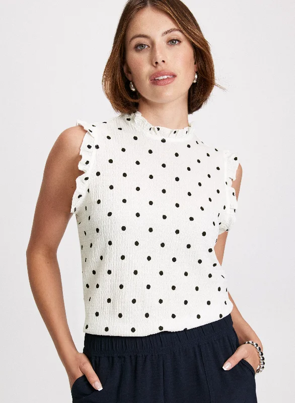 Sleeveless Polka Dot Print Top