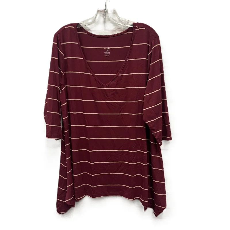 Top Short Sleeve By Just Be In Maroon, Size: 3x