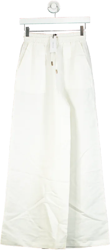 Karen Millen White Linen Wide Leg Woven Trousers UK 6