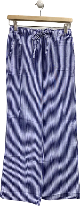 Stradivarius Blue/White Striped Drawstring Trousers XS