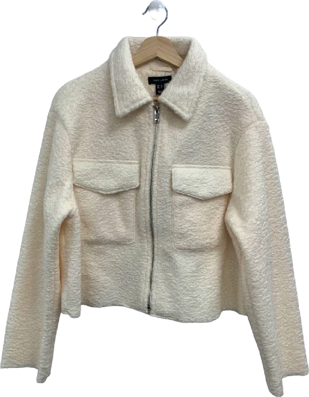 New Look Cream VDE Textured Zip Thu Jacket UK 12