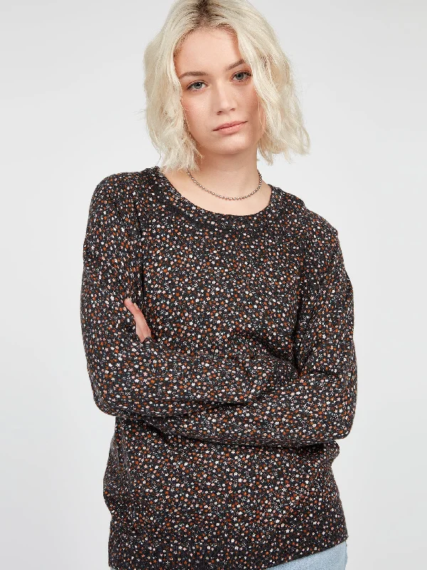 Over N Out Sweater - Black Floral Print