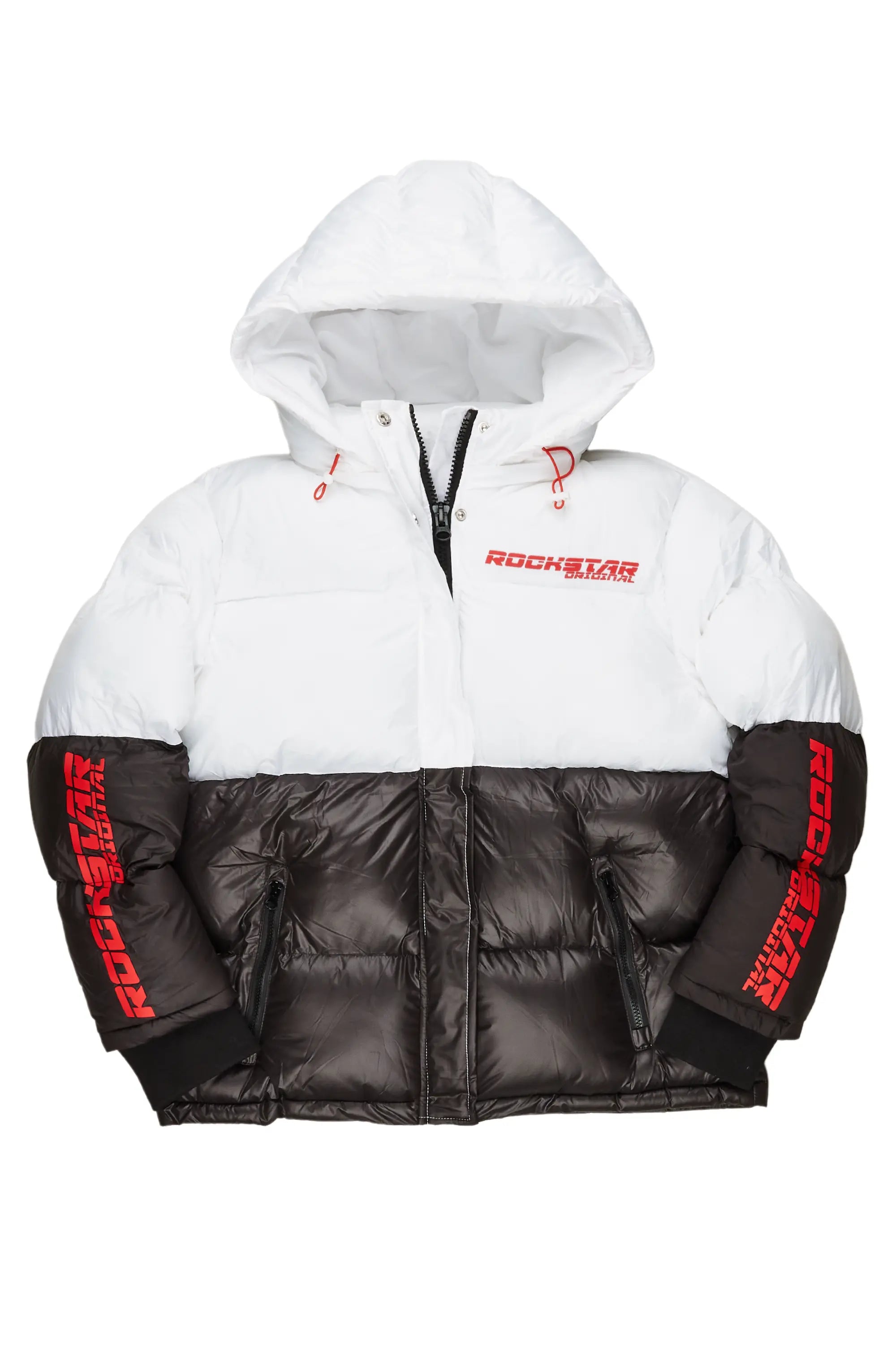 Jennay White/Black Puffer Jacket