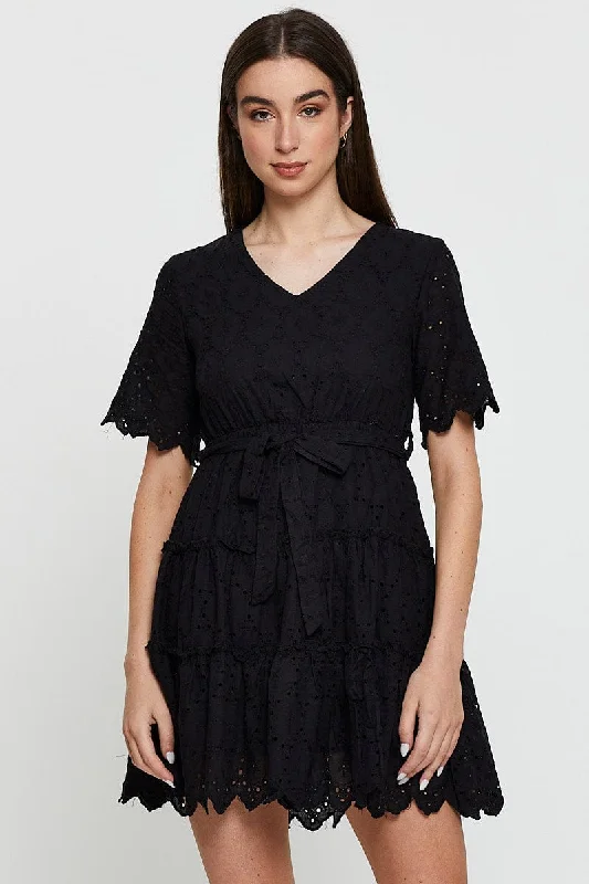 Black Mini Dress Short Sleeve