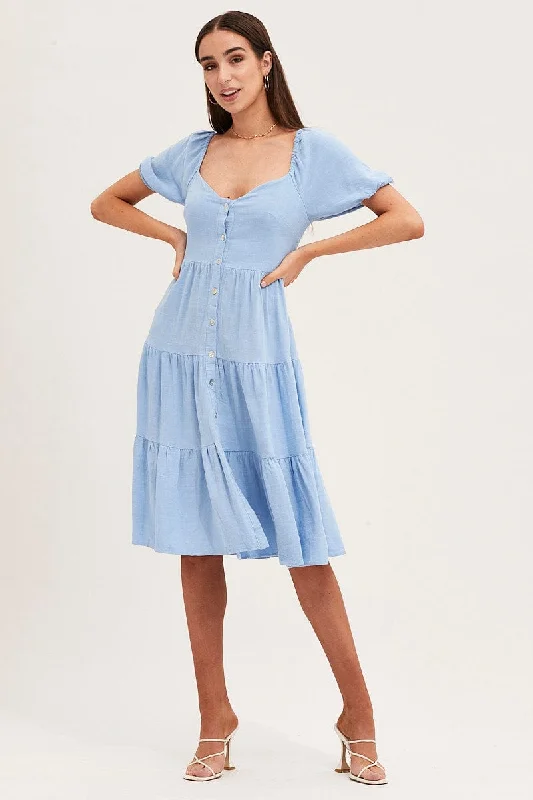 Blue Midi Dress Sweetheart