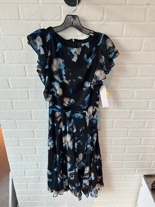 Dress Casual Midi By Dkny In Black & Blue, Size: S