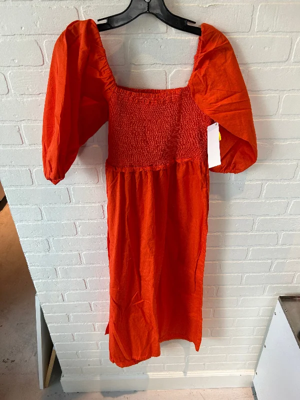 Dress Casual Midi By Free Assembly In Orange, Size: M