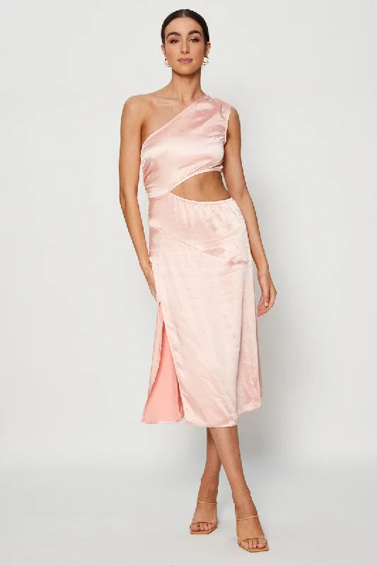 Pink Midi Dress Satin