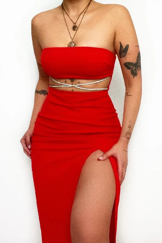 Reign Midi Dress - Red