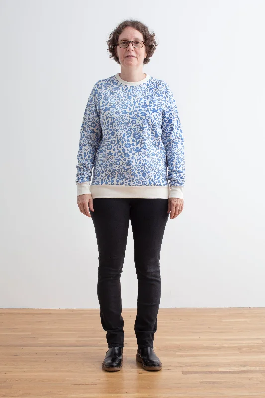 Adult Sweatshirt - Dutch Floral Delft Blue