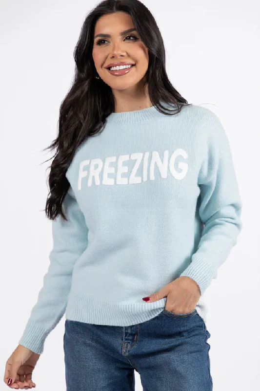 Always Freezing Blue Crew Neck Sweater