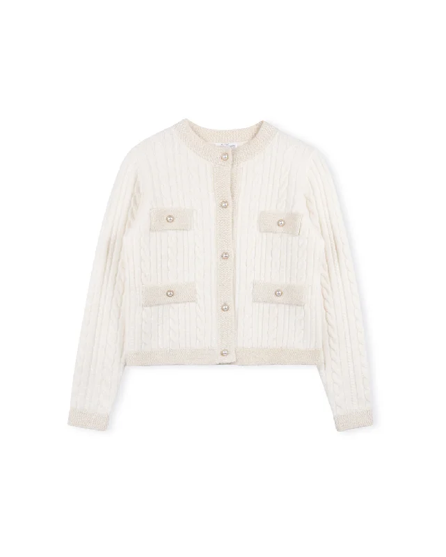 Cable Knit Pocket Detailed Cardigan