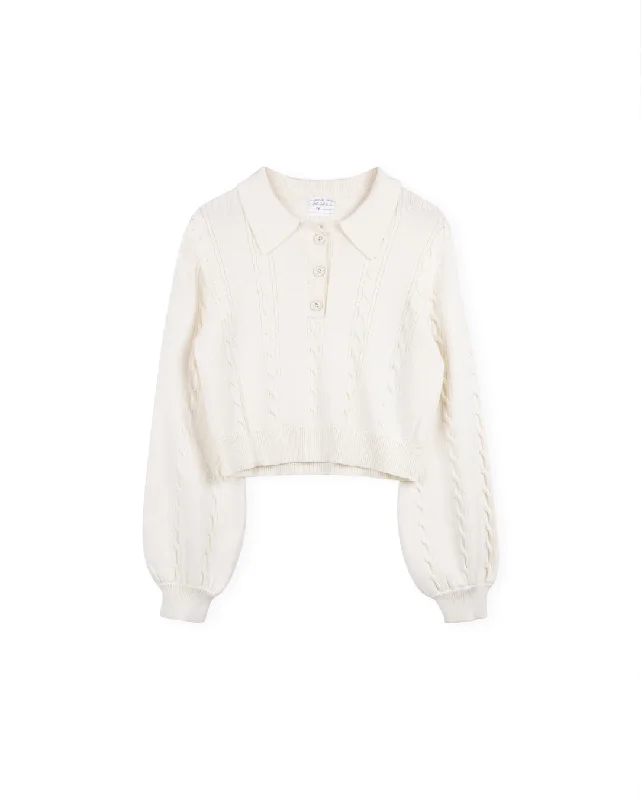 Cable Knit Polo Sweater