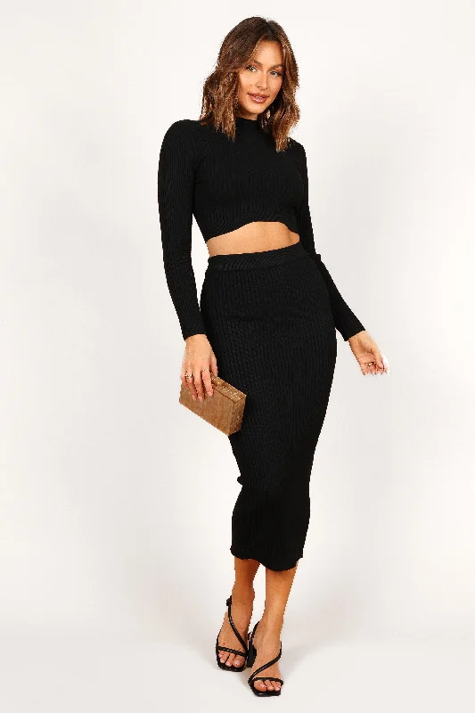 Claire Knit Two Piece Set - Black