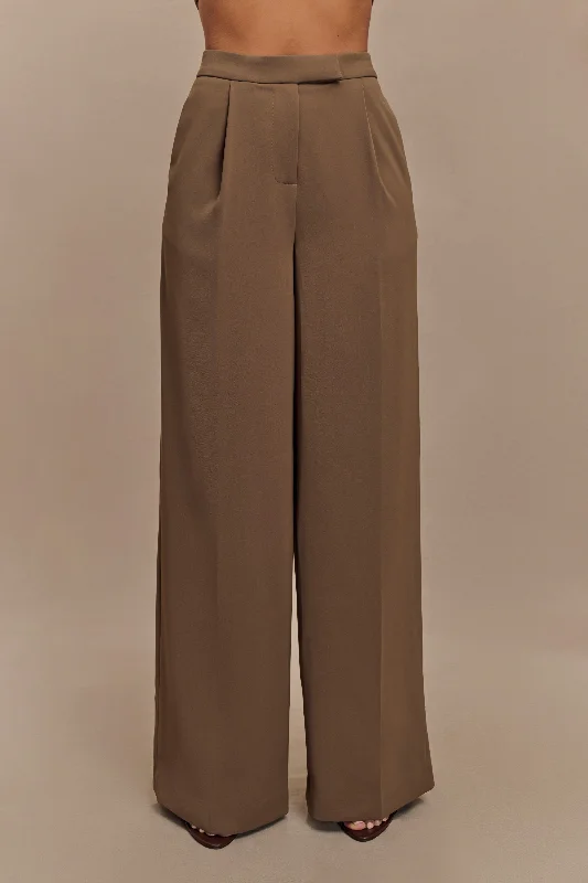 Faith Suiting Wide Leg Pant - Cacao Brown