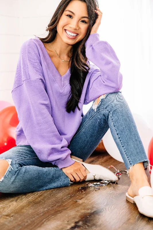 Feeling Bold Lilac Purple Crop Pullover