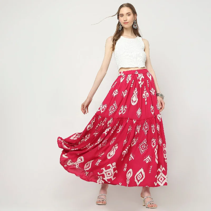 Flare Fit Ankle Length Skirt