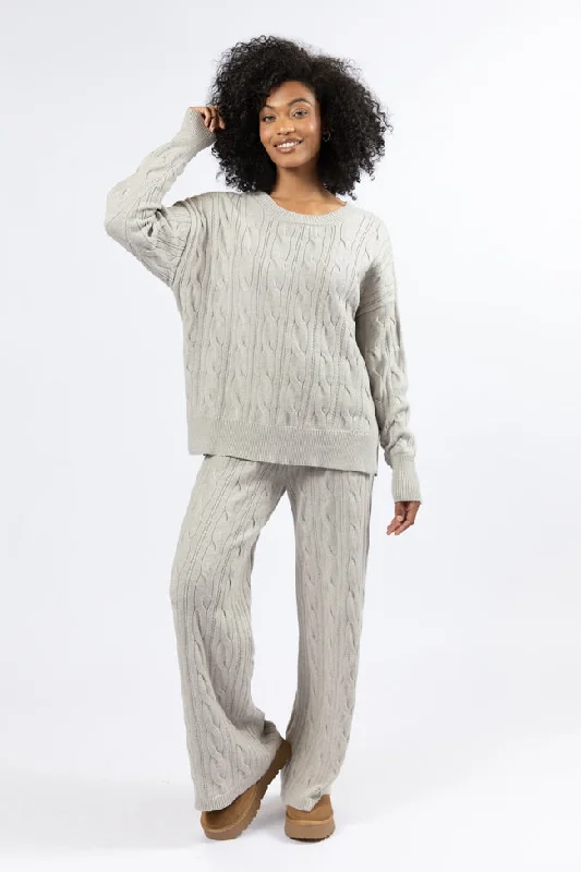 Forever Winter Grey Cable Knit Lounge Top