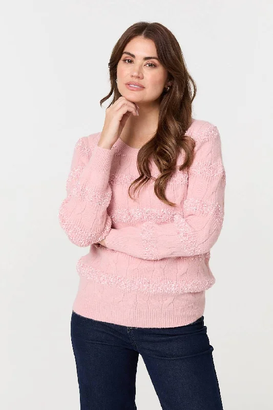 Textured Long Sleeve Knit Jumper