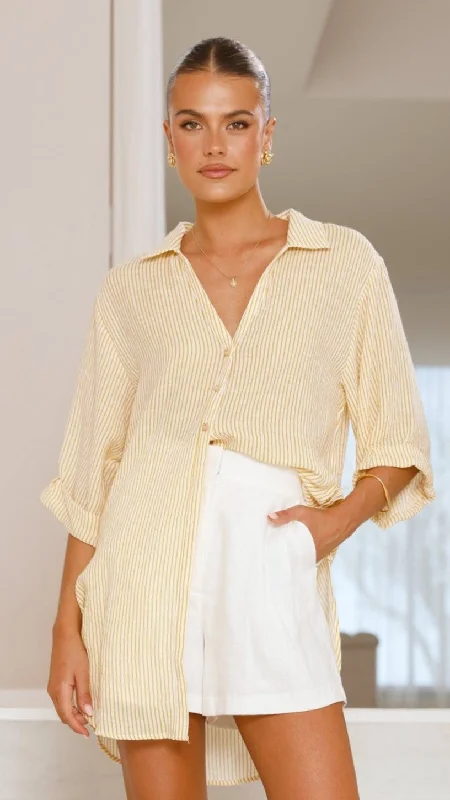 Lucia Shirt -Yellow/White Stripe