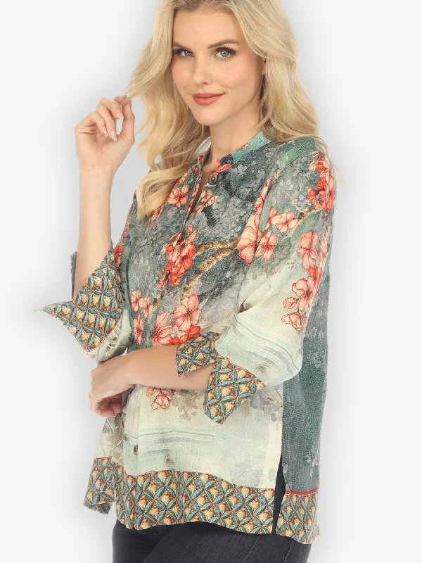 Summer Blossom Silk Blend Classic Blouse