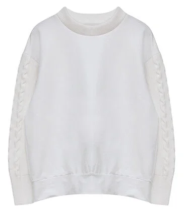 Sweatshirt With Cable Knit Sleeves