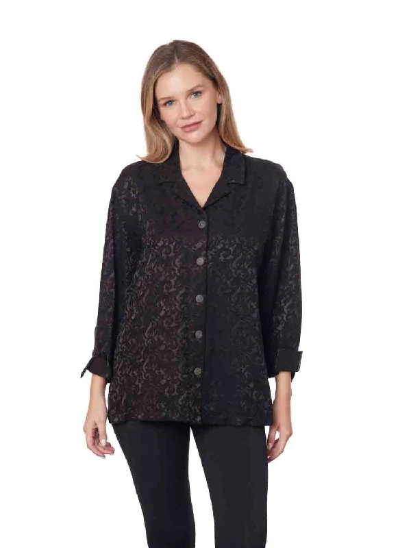 Tianello "PLUS" sized TENCEL™ "Zadora" Jacquard "Aida" Blouse -1X - (OVERSIZED Silhouette)