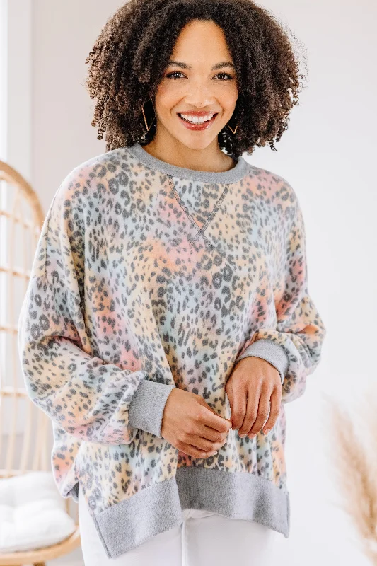 To The Point Pink Leopard Pullover