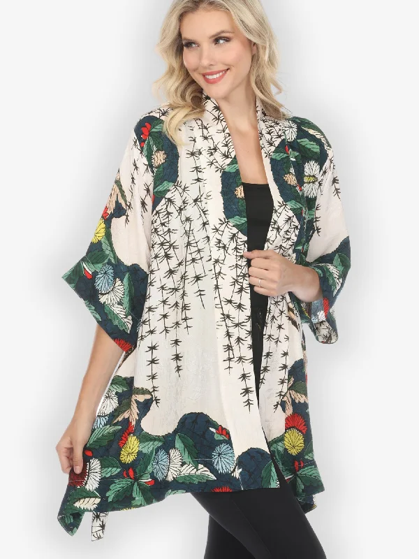 Umbrella Flowers Silk Blend Kimono Jacket